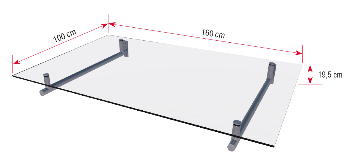 Edelstahlvordach HD 160 Bemaßung