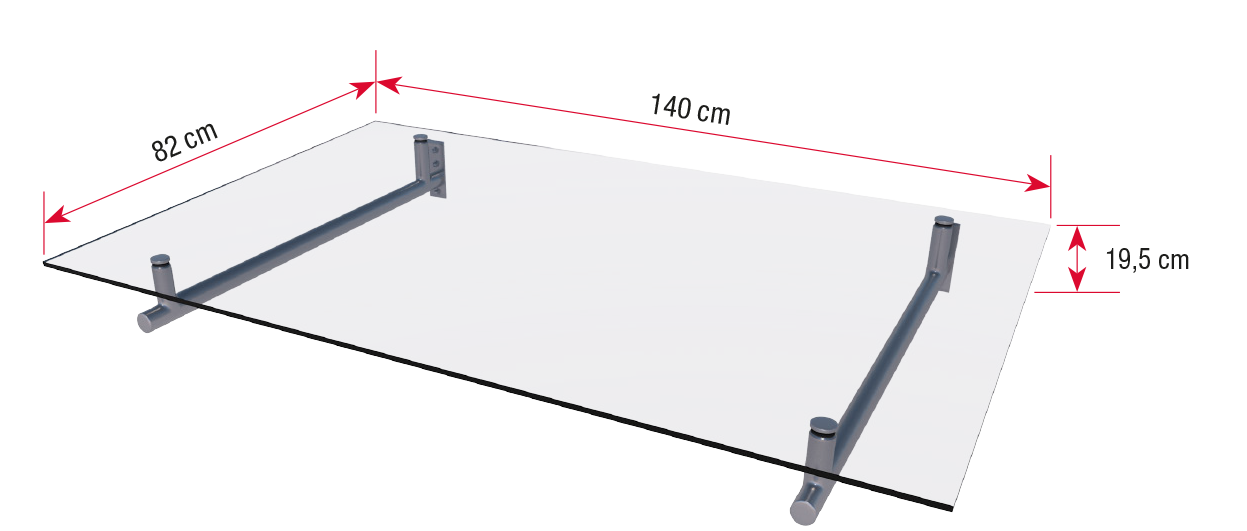 Edelstahlvordach HD 140 Bemaßung