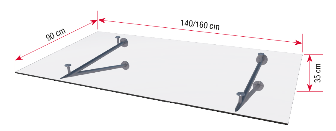 Edelstahldach HD/V Bemaßung